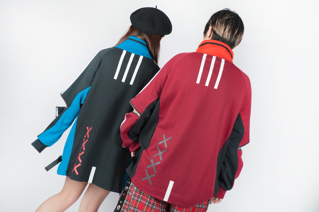 Jillpunkオリジナルアニメ二次コンSoresakiコラボ 嘘モンスタースポーツウェア立ち襟ラグラントレーナーカンガルーポーチ ゆったりユニーセックスチャック長袖tシャツ メンズ レディー 可愛いおしゃれ大きいサイズ男女兼用ファッション原宿秋葉系萌え