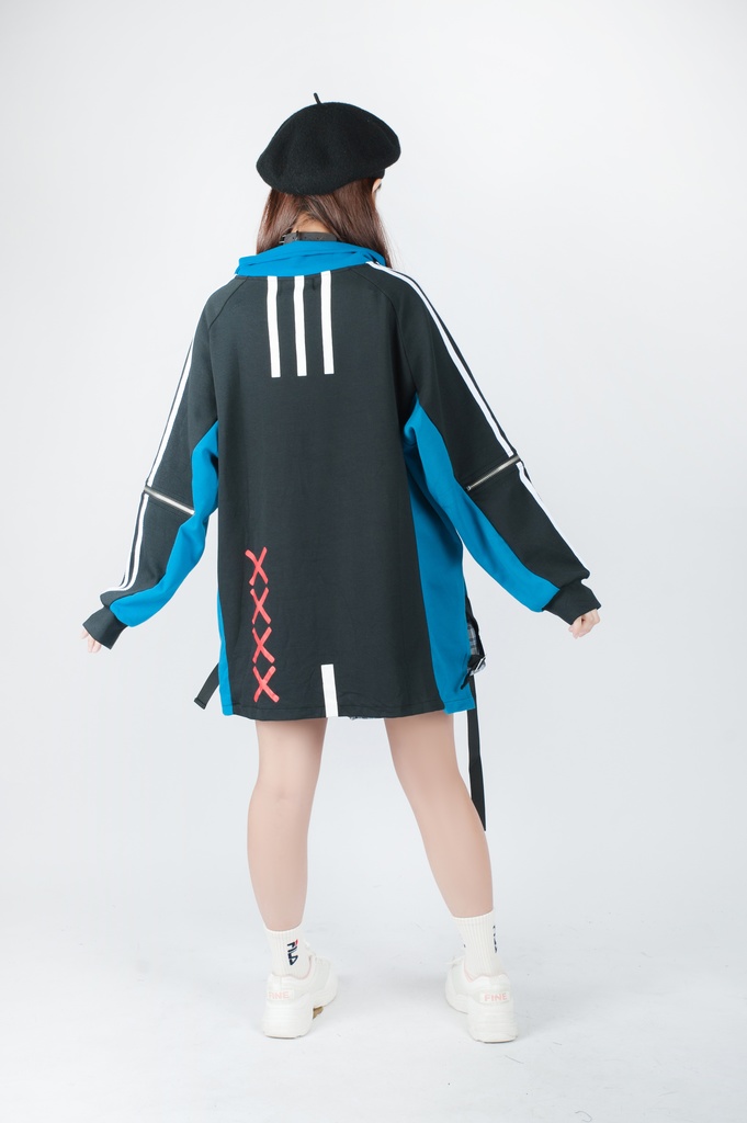 Jillpunkオリジナルアニメ二次コンSoresakiコラボ 嘘モンスタースポーツウェア立ち襟ラグラントレーナーカンガルーポーチ ゆったりユニーセックスチャック長袖tシャツ メンズ レディー 可愛いおしゃれ大きいサイズ男女兼用ファッション原宿秋葉系萌え