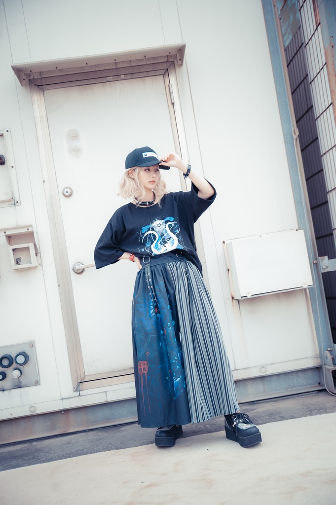 JillpunkオリジナルパンクKERA 曼珠沙華彼岸花大正浪漫浪人侍ドレープ袴ストライプ柄ワイドバギー剣道パンツズボン メンズ レディースV系秋葉系和風おしゃれCOSPLAYヴィジュアル系