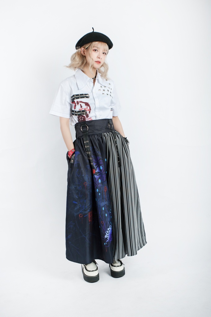 JillpunkオリジナルパンクKERA 曼珠沙華彼岸花大正浪漫浪人侍ドレープ袴ストライプ柄ワイドバギー剣道パンツズボン メンズ レディースV系秋葉系和風おしゃれCOSPLAYヴィジュアル系