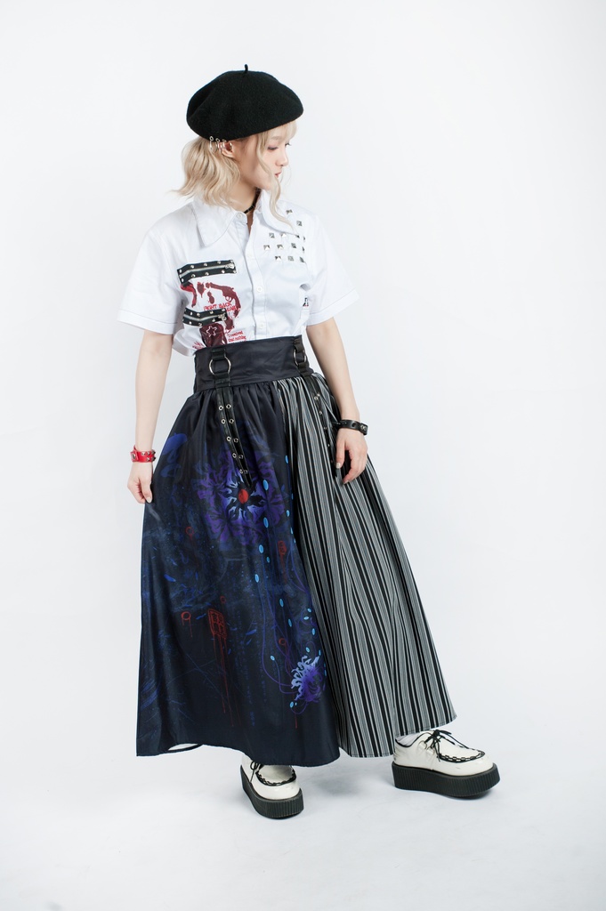 JillpunkオリジナルパンクKERA 曼珠沙華彼岸花大正浪漫浪人侍ドレープ袴ストライプ柄ワイドバギー剣道パンツズボン メンズ レディースV系秋葉系和風おしゃれCOSPLAYヴィジュアル系