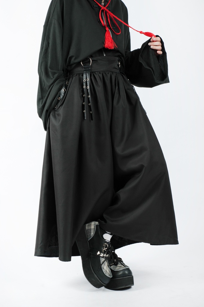 JillpunkオリジナルパンクKERA 曼珠沙華彼岸花大正浪漫浪人侍ドレープ袴ストライプ柄ワイドバギー剣道パンツズボン メンズ レディースV系秋葉系和風おしゃれCOSPLAYヴィジュアル系