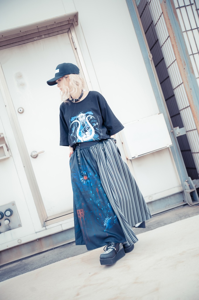 JillpunkオリジナルパンクKERA 曼珠沙華彼岸花大正浪漫浪人侍ドレープ袴ストライプ柄ワイドバギー剣道パンツズボン メンズ レディースV系秋葉系和風おしゃれCOSPLAYヴィジュアル系