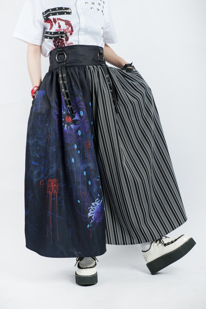 JillpunkオリジナルパンクKERA 曼珠沙華彼岸花大正浪漫浪人侍ドレープ袴ストライプ柄ワイドバギー剣道パンツズボン メンズ レディースV系秋葉系和風おしゃれCOSPLAYヴィジュアル系