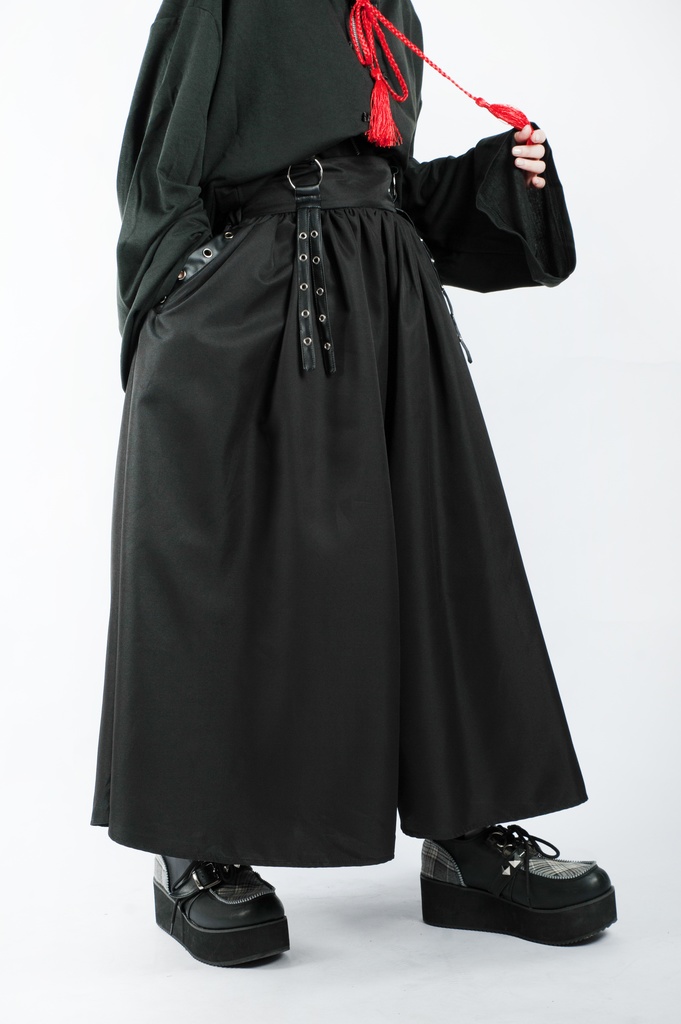 JillpunkオリジナルパンクKERA 曼珠沙華彼岸花大正浪漫浪人侍ドレープ袴ストライプ柄ワイドバギー剣道パンツズボン メンズ レディースV系秋葉系和風おしゃれCOSPLAYヴィジュアル系