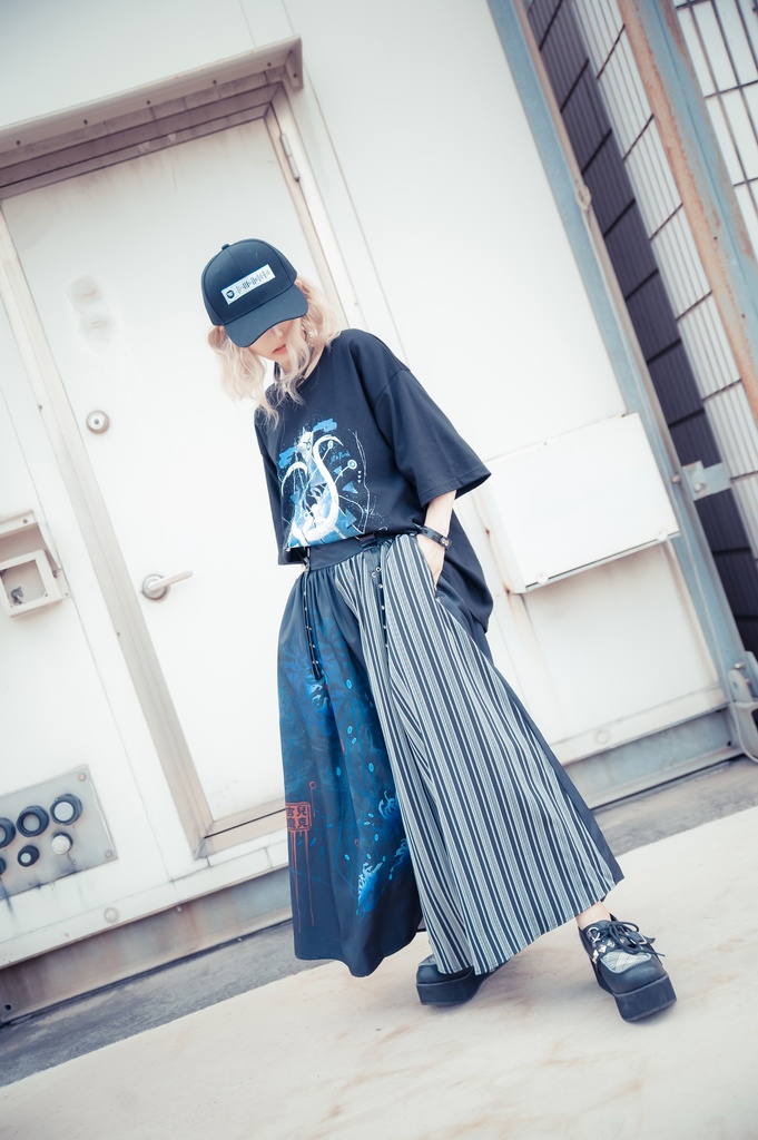 JillpunkオリジナルパンクKERA 曼珠沙華彼岸花大正浪漫浪人侍ドレープ袴ストライプ柄ワイドバギー剣道パンツズボン メンズ レディースV系秋葉系和風おしゃれCOSPLAYヴィジュアル系