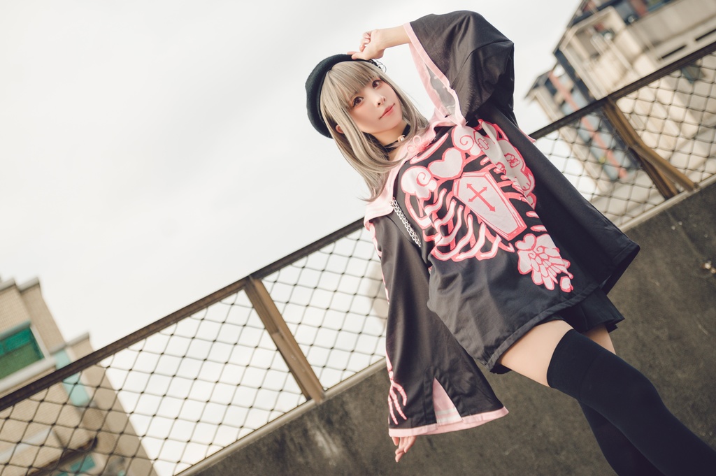 Jillpunkオリジナルメンヘラヤンデレ rinihimmeコラボ天使兎バニーガール冨貴結び付きチャイナ中華風肋骨スケルトンプリント長袖セーラー水兵服Tシャツカットソー 制服COSPLAYレディースV系 姫系森系ロリータ おしゃれ可愛い地雷系萌え