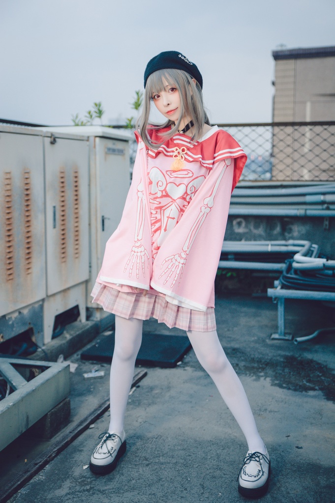 Jillpunkオリジナルメンヘラヤンデレ rinihimmeコラボ天使兎バニーガール冨貴結び付きチャイナ中華風肋骨スケルトンプリント長袖セーラー水兵服Tシャツカットソー 制服COSPLAYレディースV系 姫系森系ロリータ おしゃれ可愛い地雷系萌え