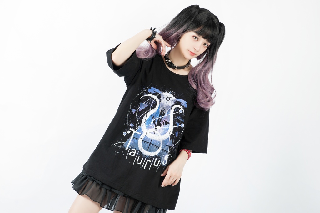 JillpunkオリジナルスタイルKERA 天の牡牛アストロラーベおうし座星座プリントゆったり半袖TシャツOversizeオーバーサイズ メンズ レディーズ おしゃれ男女兼用ファッション秋葉系カッコいい