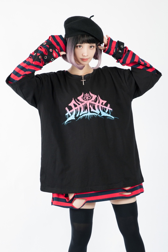 JillpunkオリジナルスタイルKERAパンク ロック失われた安息日ヘヴィメタル記号プリントゆったり半袖TシャツOversizeオーバーサイズ メンズ レディーズ おしゃれ男女兼用ファッション秋葉系カッコいい