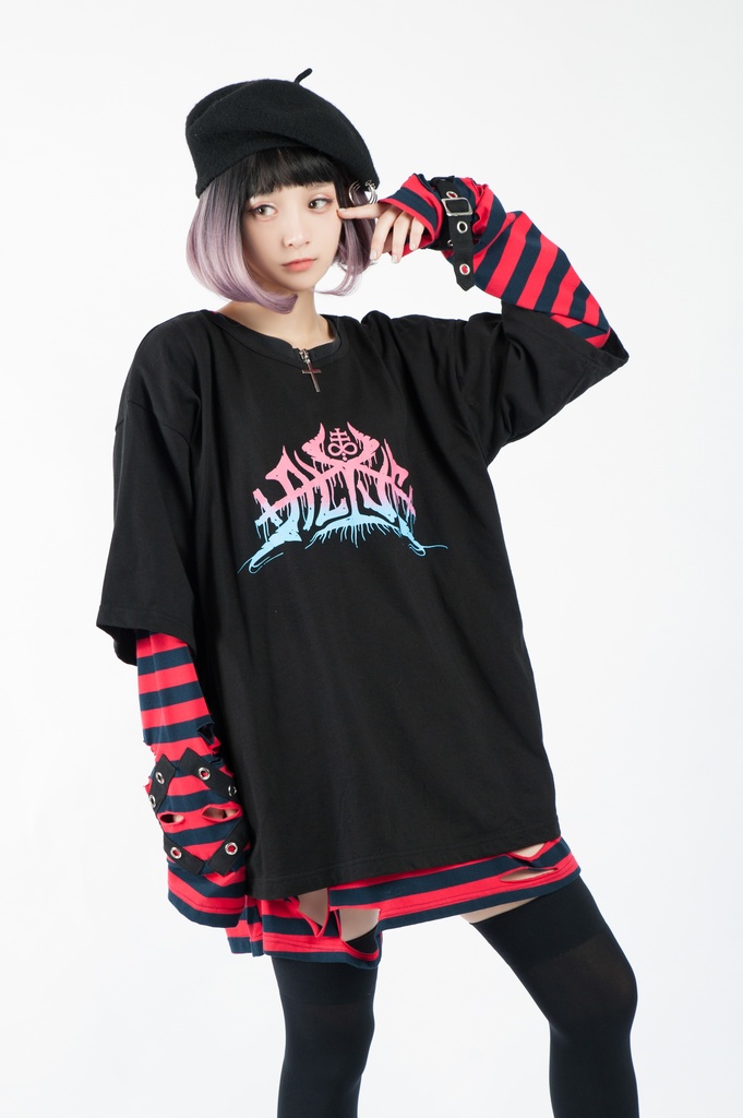 JillpunkオリジナルスタイルKERAパンク ロック失われた安息日ヘヴィメタル記号プリントゆったり半袖TシャツOversizeオーバーサイズ メンズ レディーズ おしゃれ男女兼用ファッション秋葉系カッコいい
