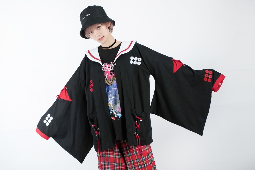 Jillpunkオリジナルアニメファンタジー日本一の兵真田幸村六文銭戦国旗印セーラーカラー現代羽織和装ジャケットブレザー メンズ レディー V系カッコいい おしゃれ大きいサイズ男女兼用和風ファッション秋葉系