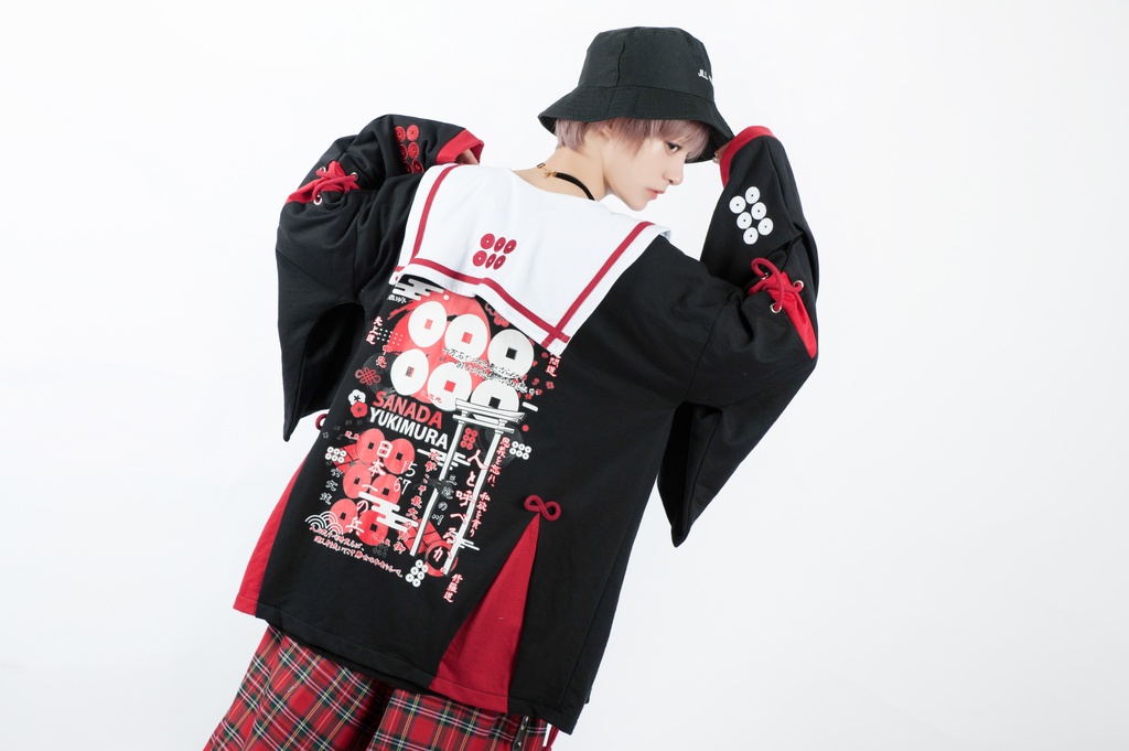 Jillpunkオリジナルアニメファンタジー日本一の兵真田幸村六文銭戦国旗印セーラーカラー現代羽織和装ジャケットブレザー メンズ レディー V系カッコいい おしゃれ大きいサイズ男女兼用和風ファッション秋葉系