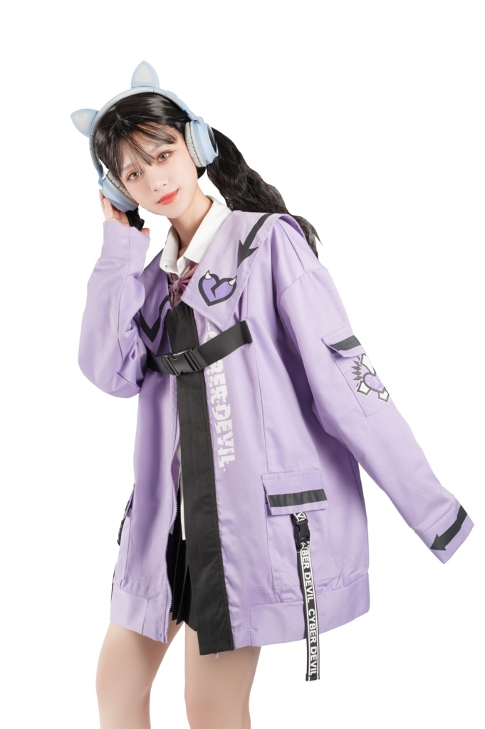 Jillpunkオリジナルお宅アニメ二次コン台湾刺青師青赤コラボeスポーツ サイバーデビルCYBERDEVILセーラーカラー装着帯ゆったりワークジャケット ユニーセックスメンズ レディー V系 おしゃれ大きいサイズ男女兼用ファッション秋葉系地雷系カッコいい