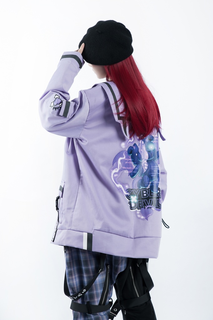 Jillpunkオリジナルお宅アニメ二次コン台湾刺青師青赤コラボeスポーツ サイバーデビルCYBERDEVILセーラーカラー装着帯ゆったりワークジャケット ユニーセックスメンズ レディー V系 おしゃれ大きいサイズ男女兼用ファッション秋葉系地雷系カッコいい
