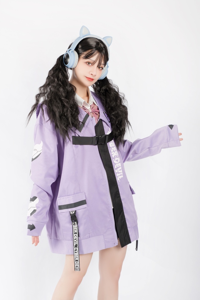 Jillpunkオリジナルお宅アニメ二次コン台湾刺青師青赤コラボeスポーツ サイバーデビルCYBERDEVILセーラーカラー装着帯ゆったりワークジャケット ユニーセックスメンズ レディー V系 おしゃれ大きいサイズ男女兼用ファッション秋葉系地雷系カッコいい