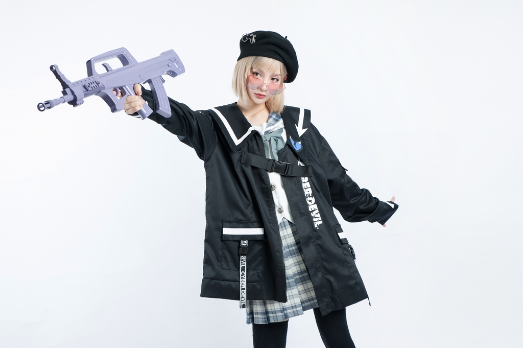 Jillpunkオリジナルお宅アニメ二次コン台湾刺青師青赤コラボeスポーツ サイバーデビルCYBERDEVILセーラーカラー装着帯ゆったりワークジャケット ユニーセックスメンズ レディー V系 おしゃれ大きいサイズ男女兼用ファッション秋葉系地雷系カッコいい