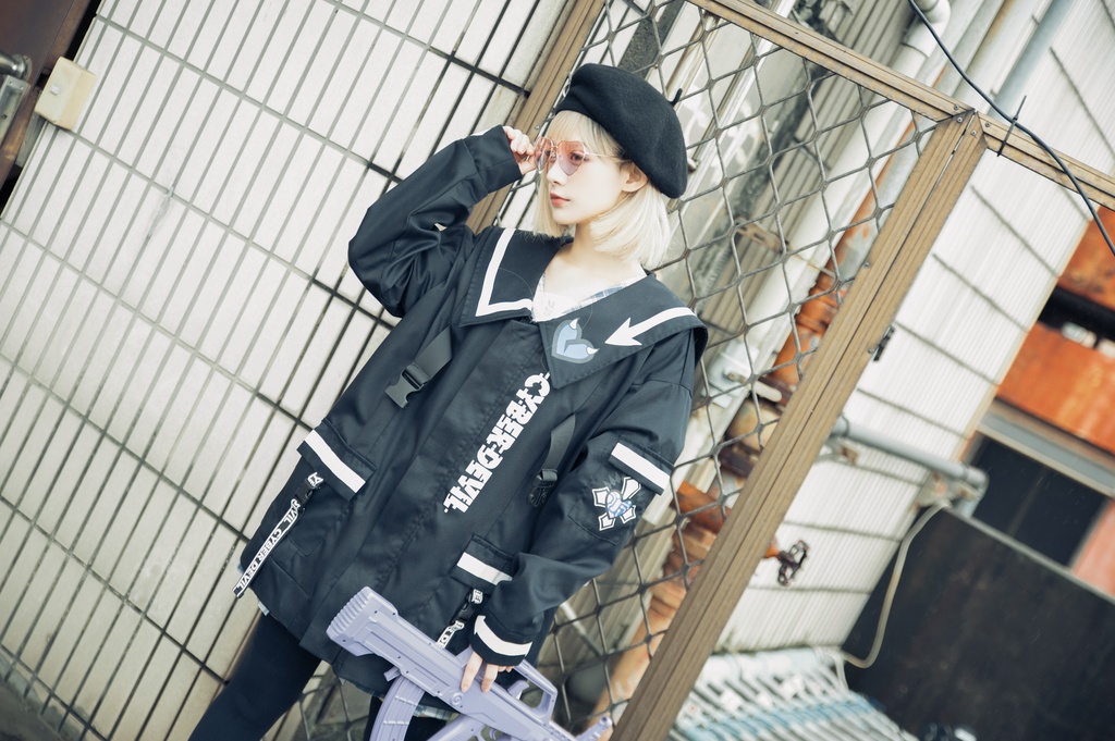 Jillpunkオリジナルお宅アニメ二次コン台湾刺青師青赤コラボeスポーツ サイバーデビルCYBERDEVILセーラーカラー装着帯ゆったりワークジャケット ユニーセックスメンズ レディー V系 おしゃれ大きいサイズ男女兼用ファッション秋葉系地雷系カッコいい