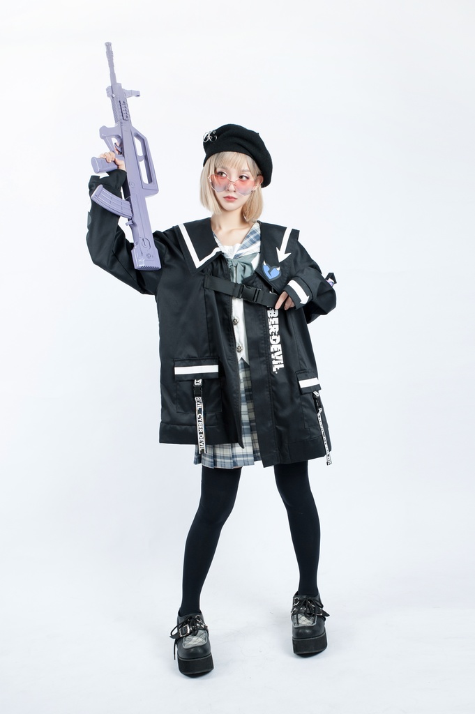 Jillpunkオリジナルお宅アニメ二次コン台湾刺青師青赤コラボeスポーツ サイバーデビルCYBERDEVILセーラーカラー装着帯ゆったりワークジャケット ユニーセックスメンズ レディー V系 おしゃれ大きいサイズ男女兼用ファッション秋葉系地雷系カッコいい