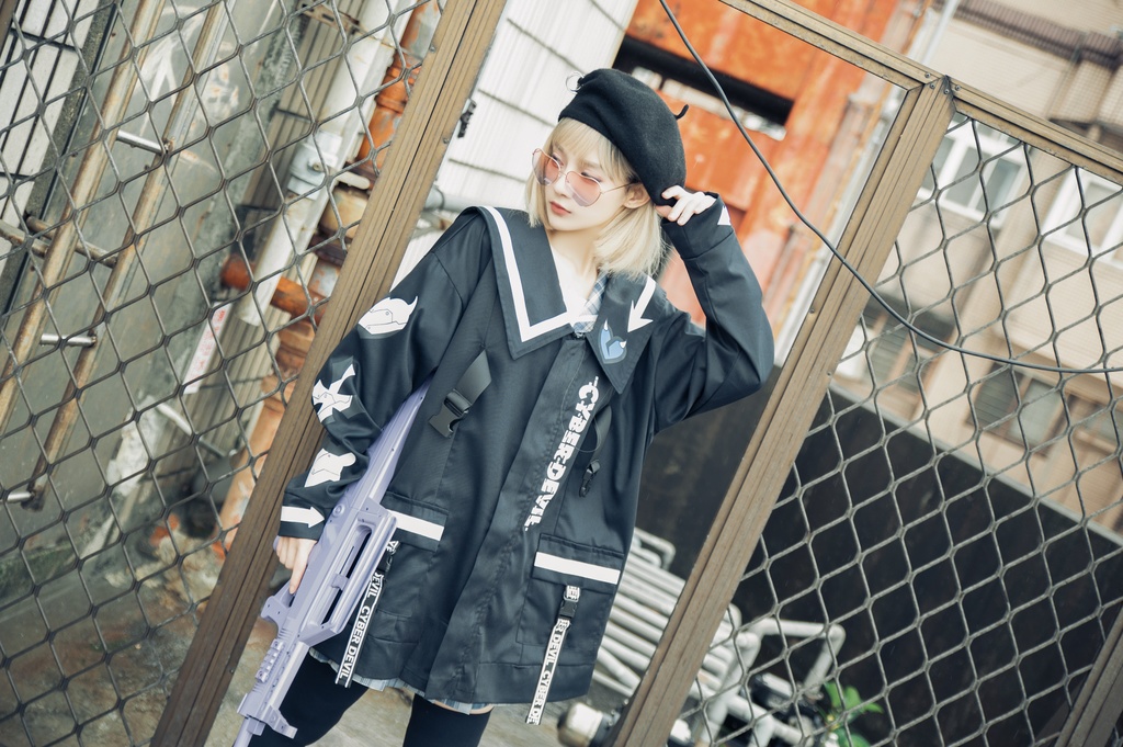 Jillpunkオリジナルお宅アニメ二次コン台湾刺青師青赤コラボeスポーツ サイバーデビルCYBERDEVILセーラーカラー装着帯ゆったりワークジャケット ユニーセックスメンズ レディー V系 おしゃれ大きいサイズ男女兼用ファッション秋葉系地雷系カッコいい