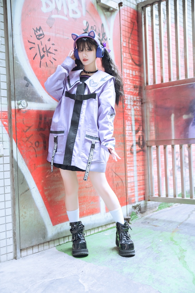 Jillpunkオリジナルお宅アニメ二次コン台湾刺青師青赤コラボeスポーツ サイバーデビルCYBERDEVILセーラーカラー装着帯ゆったりワークジャケット ユニーセックスメンズ レディー V系 おしゃれ大きいサイズ男女兼用ファッション秋葉系地雷系カッコいい