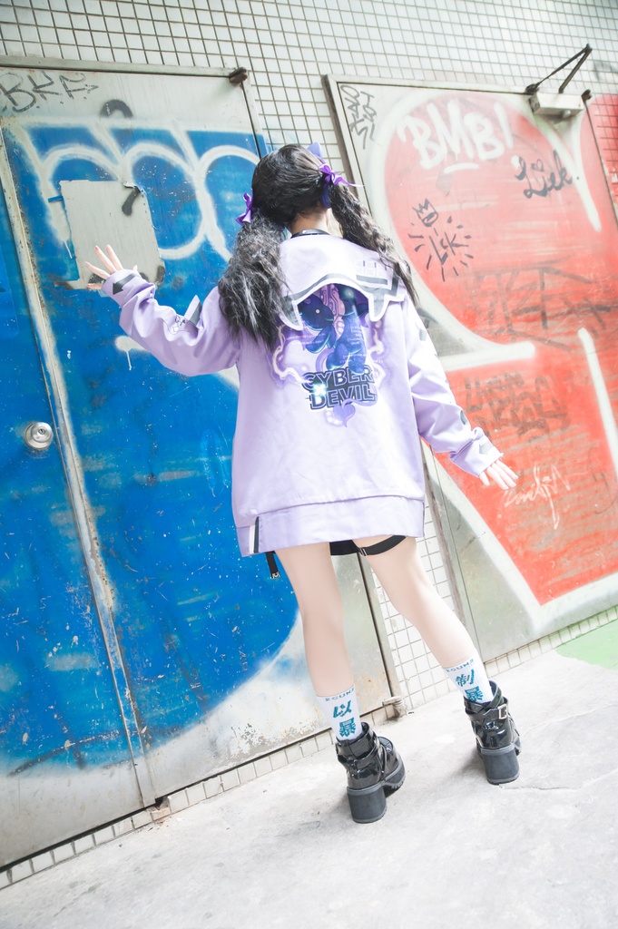 Jillpunkオリジナルお宅アニメ二次コン台湾刺青師青赤コラボeスポーツ サイバーデビルCYBERDEVILセーラーカラー装着帯ゆったりワークジャケット ユニーセックスメンズ レディー V系 おしゃれ大きいサイズ男女兼用ファッション秋葉系地雷系カッコいい