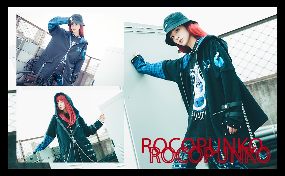 JillpunkオリジナルKERAパンクロック火炎の宿曜おひつじ牡羊座飾りチェーンハーネス安全帯タータンチェック柄アームカバーゆったりパーカージャケット カッコいいメンズ レディー V系 おしゃれ大きいサイズ男女兼用ファッション