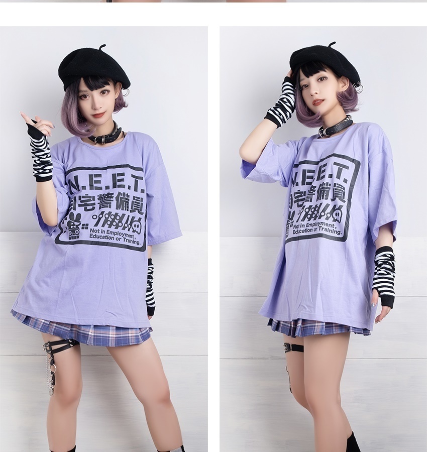 Jillpunkアニメ お宅 機動警察 NEET自宅警備隊プリント ゆったり半袖 Tシャツ Oversizeオーバーサイズ オリジナル メンズ レディーズ おしゃれ 男女兼用 ファッション 秋葉系 カッコいい