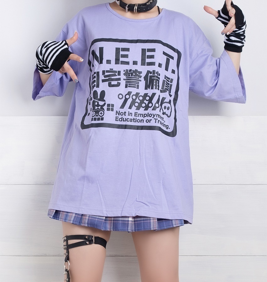 Jillpunkアニメ お宅 機動警察 NEET自宅警備隊プリント ゆったり半袖 Tシャツ Oversizeオーバーサイズ オリジナル メンズ レディーズ おしゃれ 男女兼用 ファッション 秋葉系 カッコいい