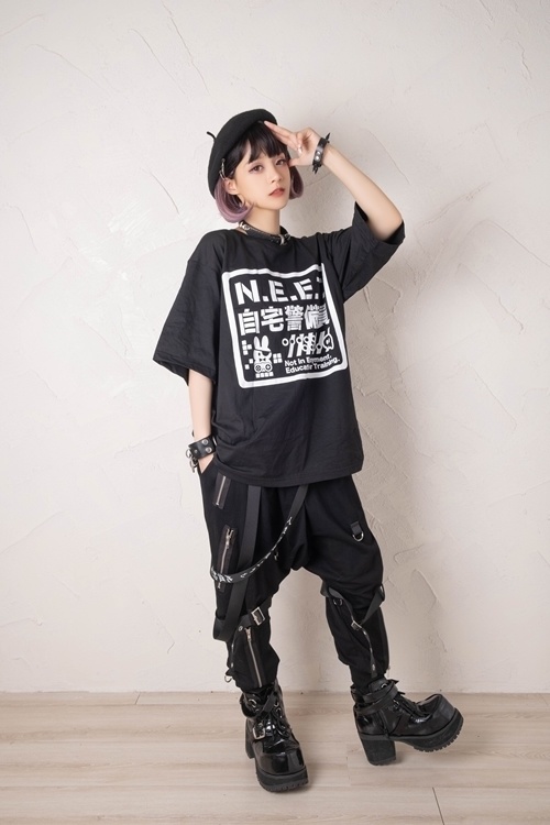 Jillpunkアニメ お宅 機動警察 NEET自宅警備隊プリント ゆったり半袖 Tシャツ Oversizeオーバーサイズ オリジナル メンズ レディーズ おしゃれ 男女兼用 ファッション 秋葉系 カッコいい