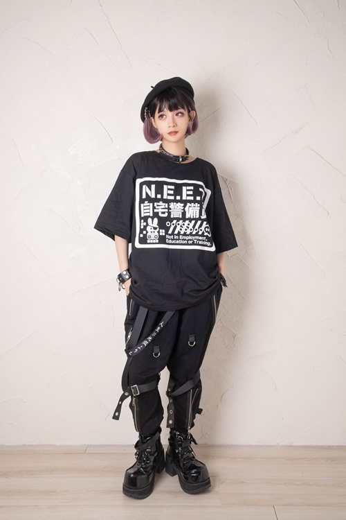 Jillpunkアニメ お宅 機動警察 NEET自宅警備隊プリント ゆったり半袖 Tシャツ Oversizeオーバーサイズ オリジナル メンズ レディーズ おしゃれ 男女兼用 ファッション 秋葉系 カッコいい
