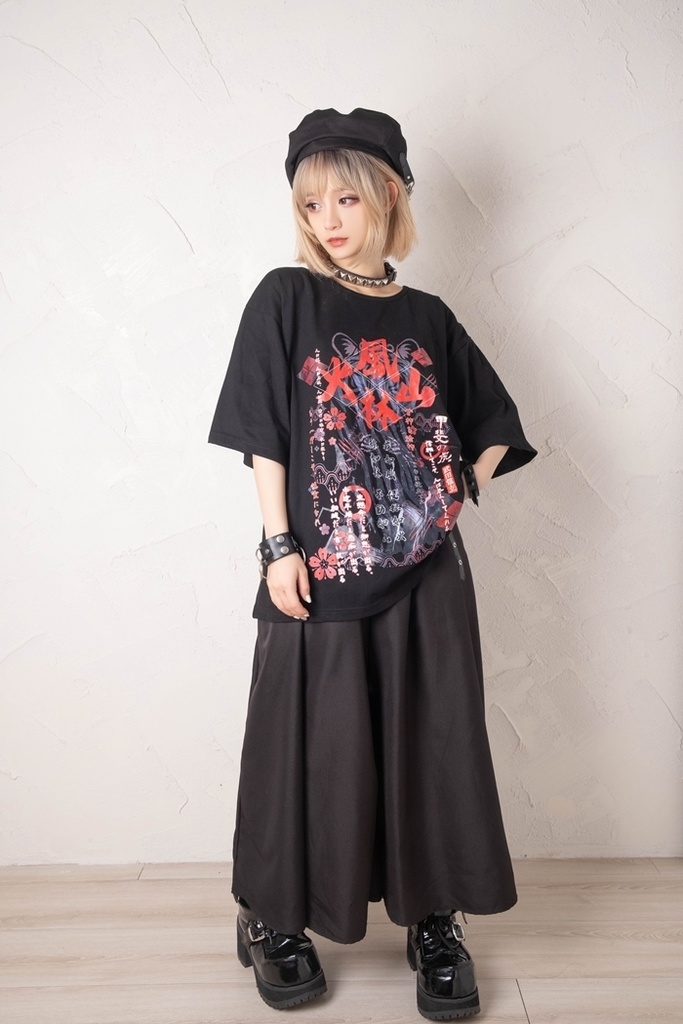 Jillpunkアニメ お宅和風 甲斐の虎 武田信玄 風林火山 旗指物 プリント ゆったり半袖 Tシャツ Oversizeオーバーサイズ オリジナル メンズ レディーズ おしゃれ 男女兼用 ファッション 秋葉系 カッコいい