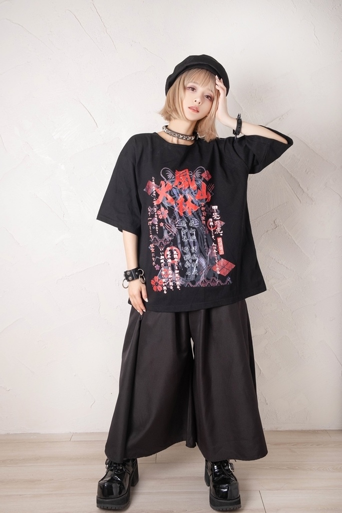 Jillpunkアニメ お宅和風 甲斐の虎 武田信玄 風林火山 旗指物 プリント ゆったり半袖 Tシャツ Oversizeオーバーサイズ オリジナル メンズ レディーズ おしゃれ 男女兼用 ファッション 秋葉系 カッコいい