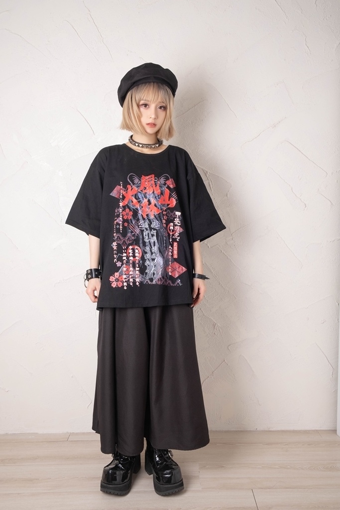 Jillpunkアニメ お宅和風 甲斐の虎 武田信玄 風林火山 旗指物 プリント ゆったり半袖 Tシャツ Oversizeオーバーサイズ オリジナル メンズ レディーズ おしゃれ 男女兼用 ファッション 秋葉系 カッコいい