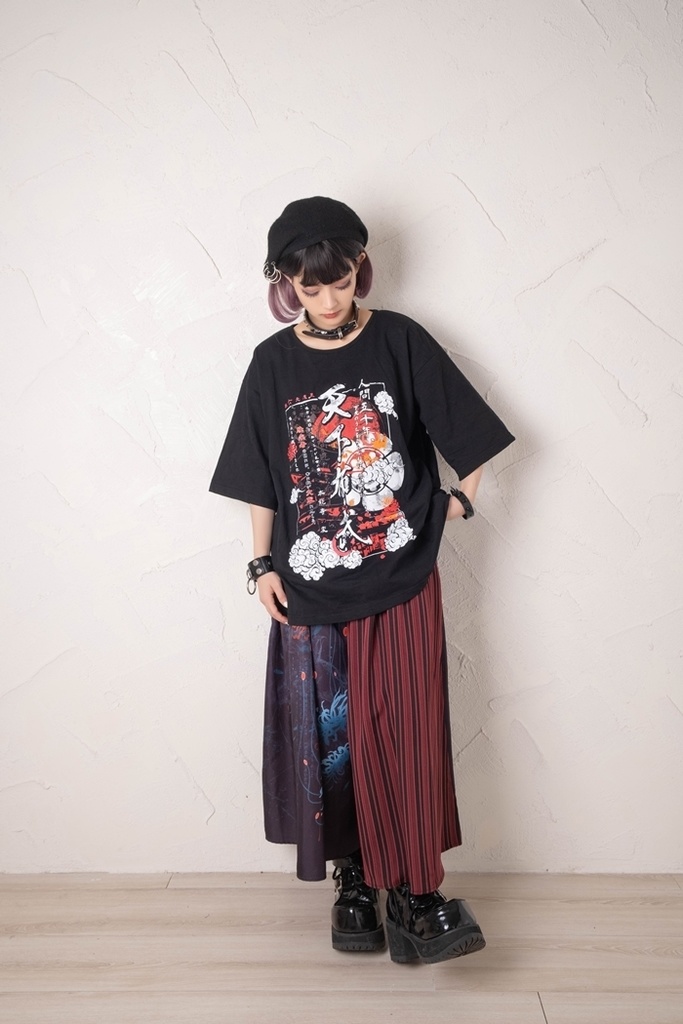 Jillpunkアニメ お宅和風 第六天魔王 織田信長 武将譚 漢字 書道 プリント ゆったり半袖 Tシャツ Oversizeオーバーサイズ オリジナル メンズ レディーズ おしゃれ 男女兼用 ファッション 秋葉系 カッコいい