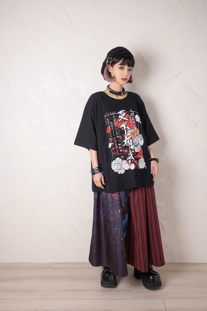 Jillpunkアニメ お宅和風 第六天魔王 織田信長 武将譚 漢字 書道 プリント ゆったり半袖 Tシャツ Oversizeオーバーサイズ オリジナル メンズ レディーズ おしゃれ 男女兼用 ファッション 秋葉系 カッコいい