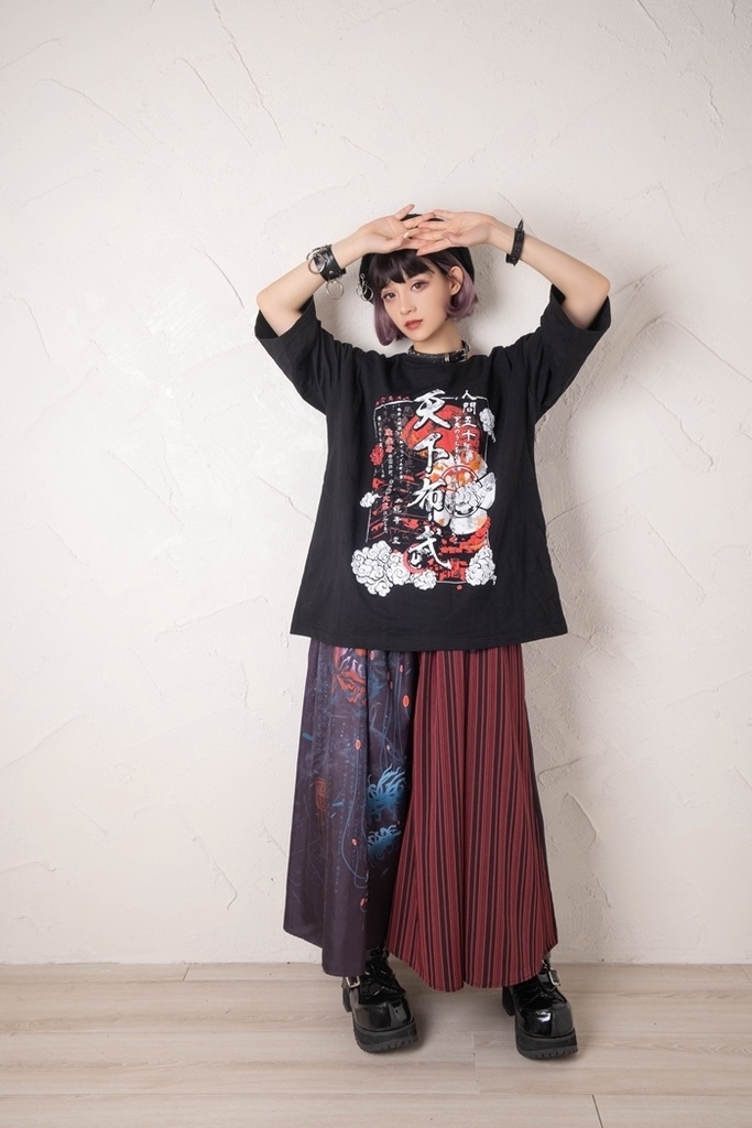 Jillpunkアニメ お宅和風 第六天魔王 織田信長 武将譚 漢字 書道 プリント ゆったり半袖 Tシャツ Oversizeオーバーサイズ オリジナル メンズ レディーズ おしゃれ 男女兼用 ファッション 秋葉系 カッコいい