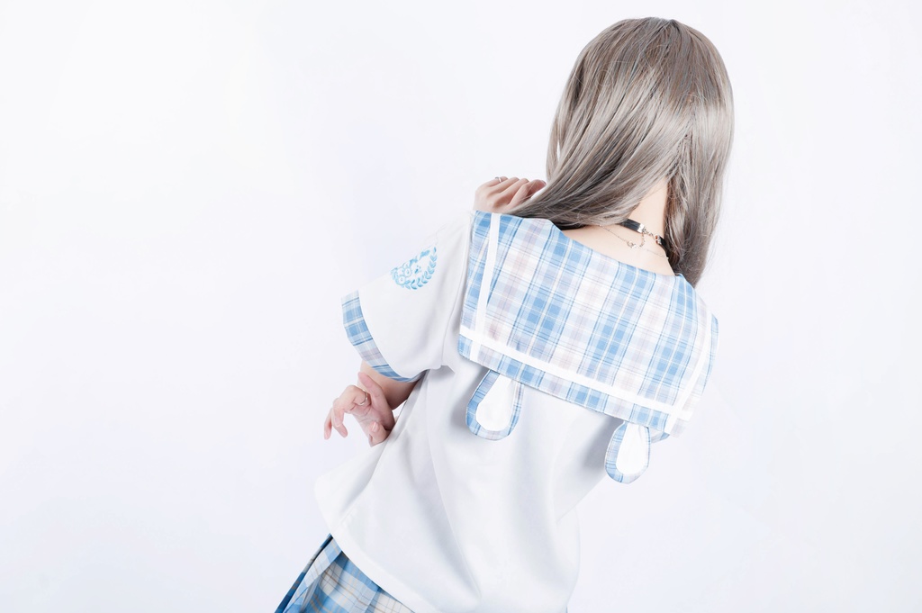 JillpunkオリジナルROCOPUNKO貴族学院王室ロイヤルボタンネックタイ付きクロップド半袖兎耳セーラー水兵服 制服COSPLAYレディースV系 姫系森系ロリータ おしゃれ可愛い萌え