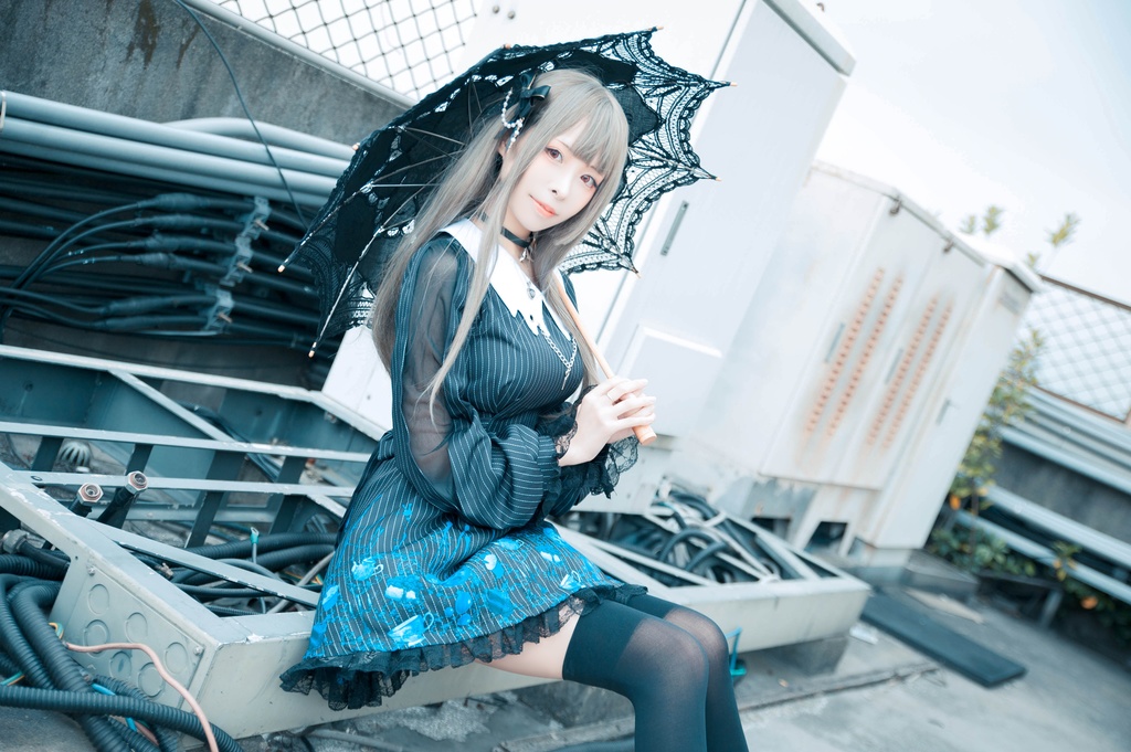 Jillpunkオリジナル二次コン 不思議のお茶会ストライプ柄ネックレス付きワンピースコウモリカラー透け長袖パーティードレス COSPLAYレディースV系 ゴシックロリータ病みカワ原宿秋葉原 おしゃれ姫系可愛い萌え