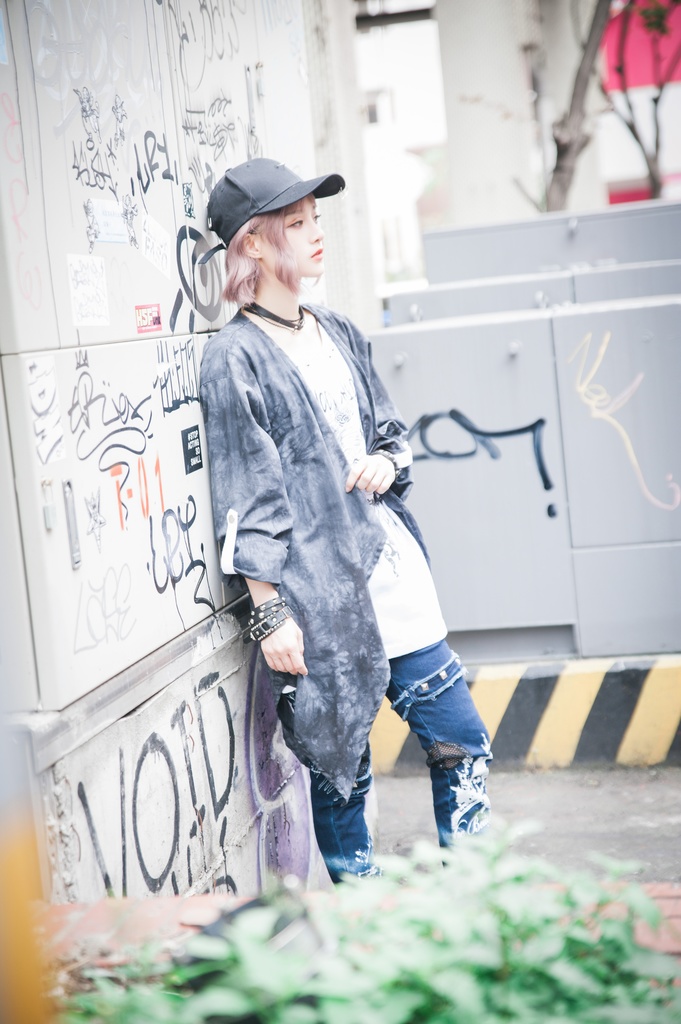 JillpunkオリジナルパンクKERA ムーンライト⋆哀歌朧な月影プリント退廃的ブリーチ重ね着風レイヤードゆったり長袖カットソーTシャツ メンズ レディーズ おしゃれ男女兼用ファッション原宿秋葉系カッコいい