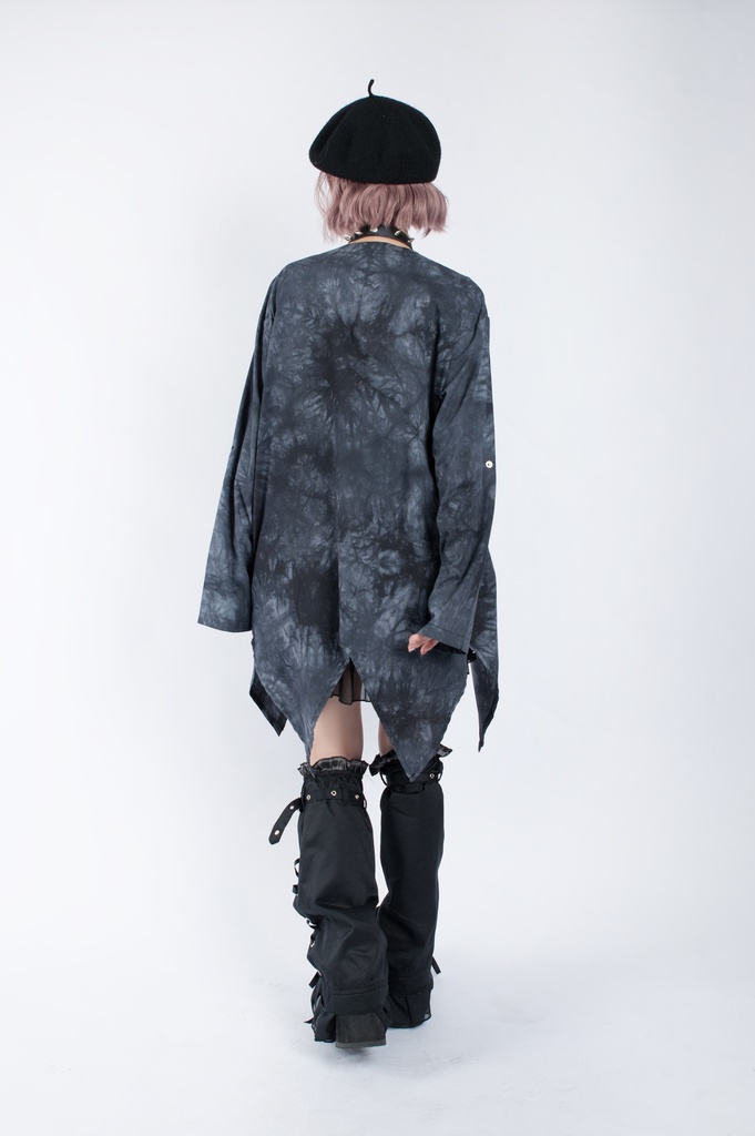 JillpunkオリジナルパンクKERA ムーンライト⋆哀歌朧な月影プリント退廃的ブリーチ重ね着風レイヤードゆったり長袖カットソーTシャツ メンズ レディーズ おしゃれ男女兼用ファッション原宿秋葉系カッコいい