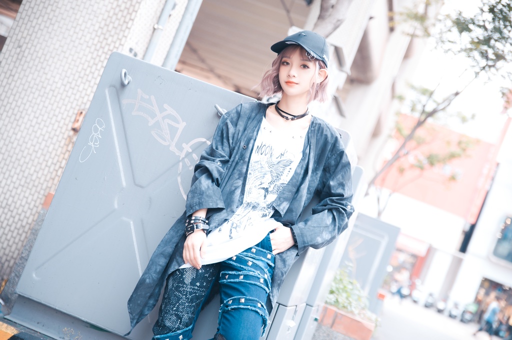 JillpunkオリジナルパンクKERA ムーンライト⋆哀歌朧な月影プリント退廃的ブリーチ重ね着風レイヤードゆったり長袖カットソーTシャツ メンズ レディーズ おしゃれ男女兼用ファッション原宿秋葉系カッコいい