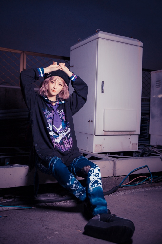 Jillpunkオリジナル二次コン 暗闇の童話セーラー長袖兎耳水兵服ネックタイベルト付きチュニックワンピース サイドスリットドレスタータンチェック柄 COSPLAYレディースV系 病みカワ原宿秋葉系 おしゃれ地雷系可愛い萌え