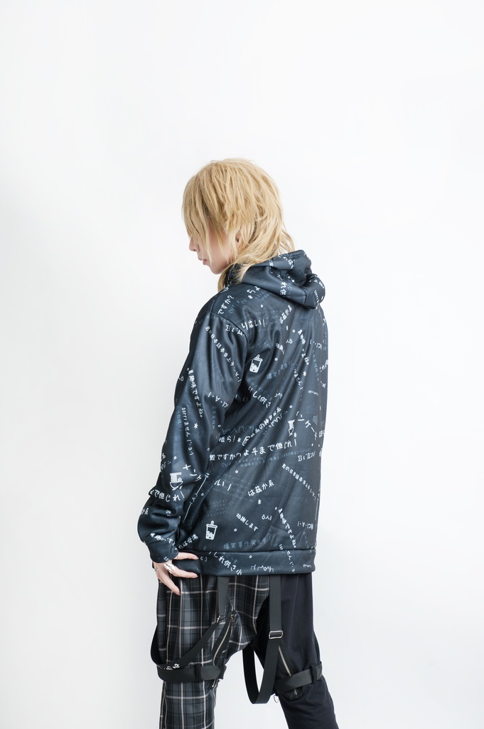 JillpunkオリジナルパンクKERA 偽日本語聴に放ぴ=冗談言うな超かわいいお宅顔文字仮名フルプリントゆったり長袖スウェットパーカーフード付き メンズ レディー V系 おしゃれ大きいサイズ男女兼用ファッション秋葉系