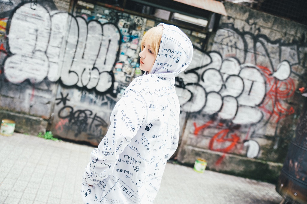 JillpunkオリジナルパンクKERA 偽日本語ほ~搭ら乾杯ら超かわいいお宅顔文字仮名フルプリントゆったり長袖スウェットパーカーフード付き メンズ レディー V系 おしゃれ大きいサイズ男女兼用ファッション秋葉系