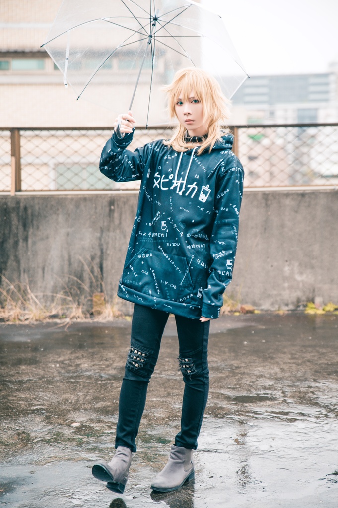 JillpunkオリジナルパンクKERA 偽日本語タピオカ珍珠奶茶超かわいいお宅顔文字仮名フルプリントゆったり長袖スウェットパーカーフード付き メンズ レディー V系 おしゃれ大きいサイズ男女兼用ファッション秋葉系