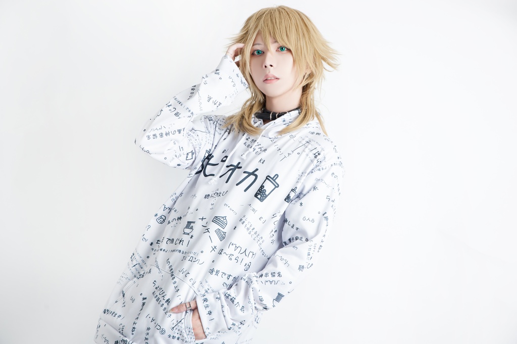 JillpunkオリジナルパンクKERA 偽日本語タピオカ珍珠奶茶超かわいいお宅顔文字仮名フルプリントゆったり長袖スウェットパーカーフード付き メンズ レディー V系 おしゃれ大きいサイズ男女兼用ファッション秋葉系