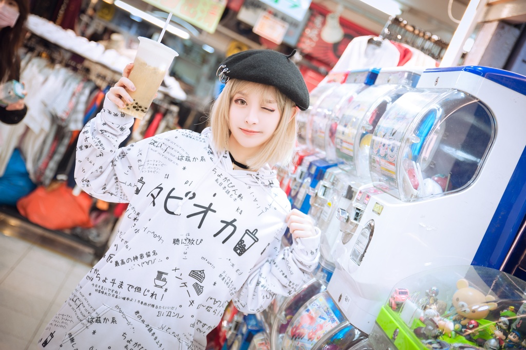 JillpunkオリジナルパンクKERA 偽日本語タピオカ珍珠奶茶超かわいいお宅顔文字仮名フルプリントゆったり長袖スウェットパーカーフード付き メンズ レディー V系 おしゃれ大きいサイズ男女兼用ファッション秋葉系