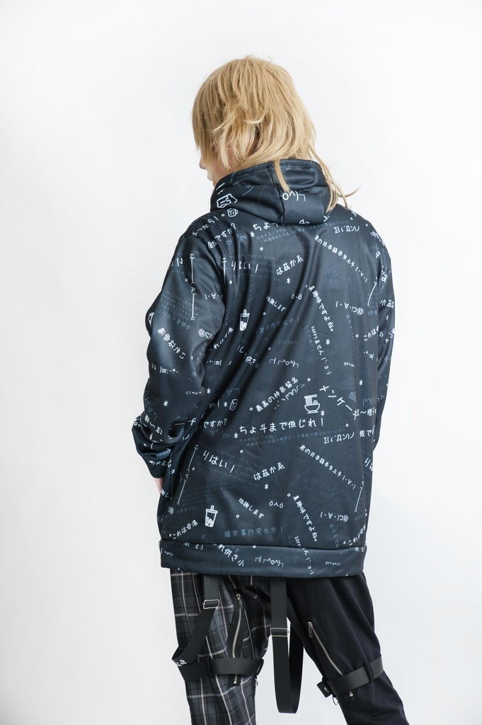 JillpunkオリジナルパンクKERA 偽日本語君の日本語本当上手超かわいいお宅顔文字仮名フルプリントゆったり長袖スウェットパーカーフード付き メンズ レディー V系 おしゃれ大きいサイズ男女兼用ファッション秋葉系