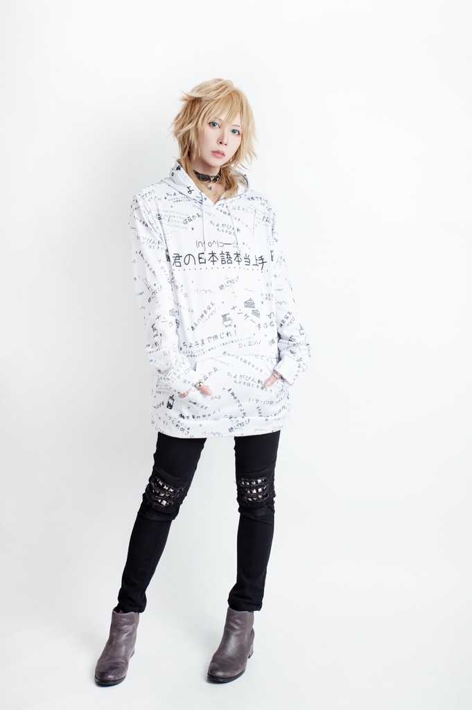 JillpunkオリジナルパンクKERA 偽日本語君の日本語本当上手超かわいいお宅顔文字仮名フルプリントゆったり長袖スウェットパーカーフード付き メンズ レディー V系 おしゃれ大きいサイズ男女兼用ファッション秋葉系